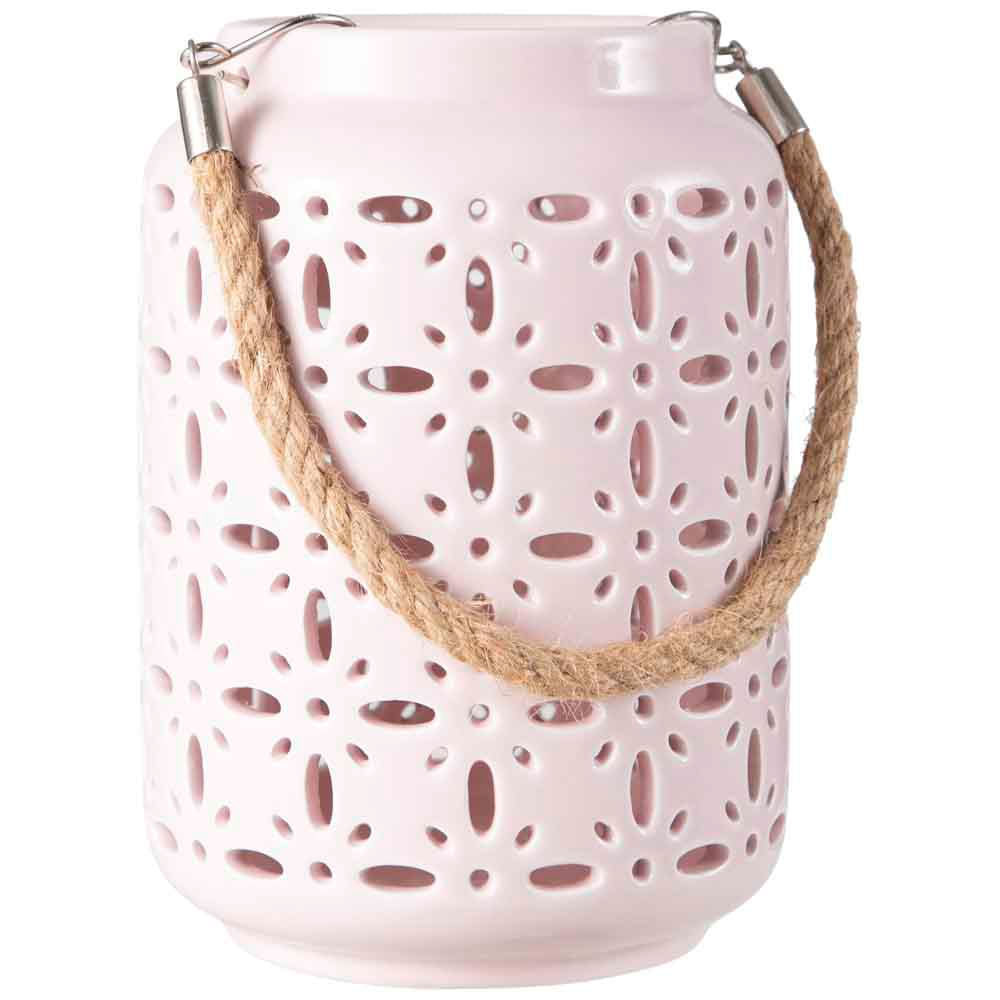 Farol DECO HOME Cerámica Rosado Acuarela