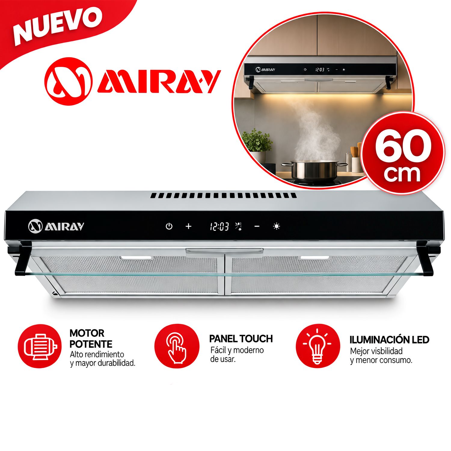 Campana Extractora 3 velocidades 60 cm  CEM-606A