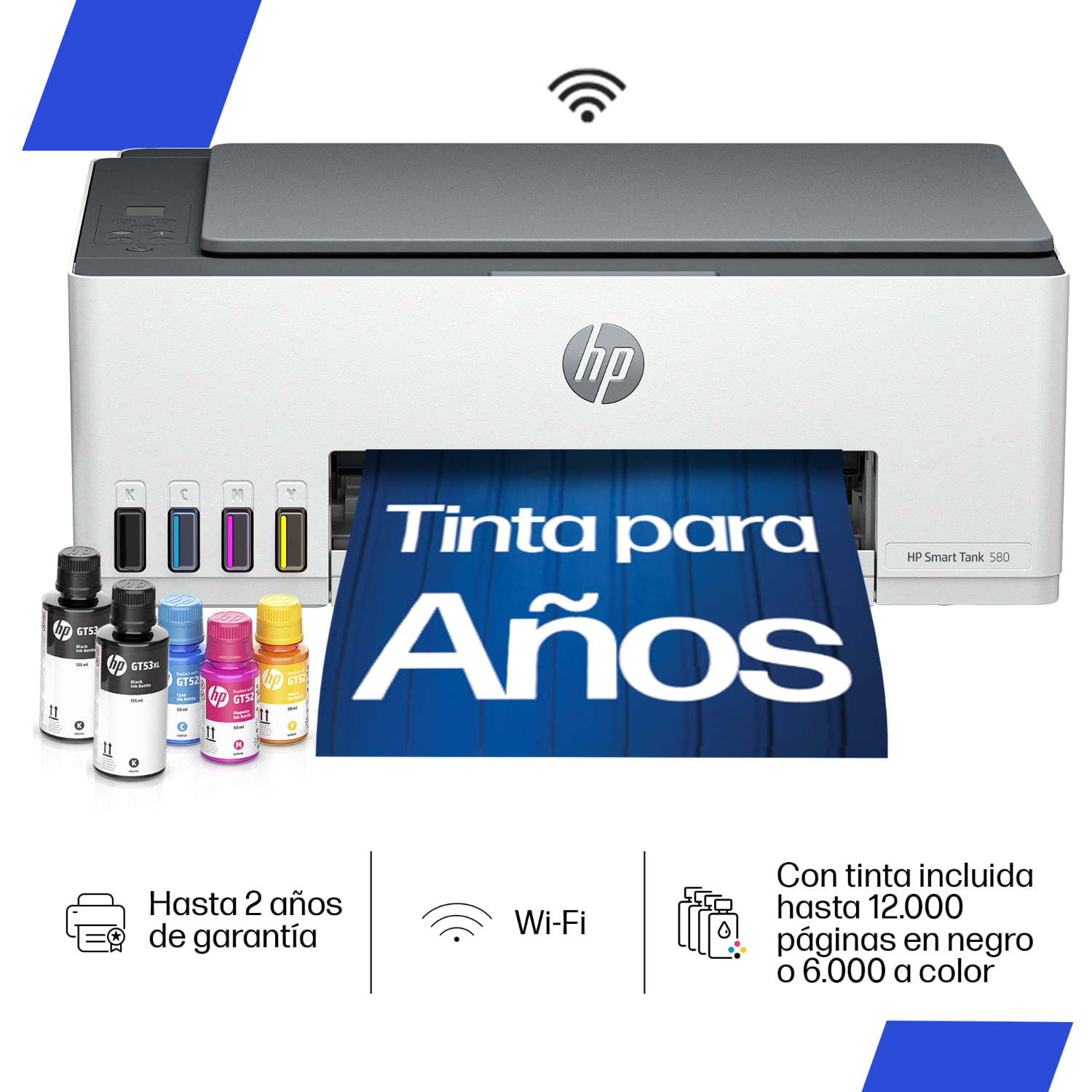 Impresora Multifuncional HP Smart Tank 580 Blanco