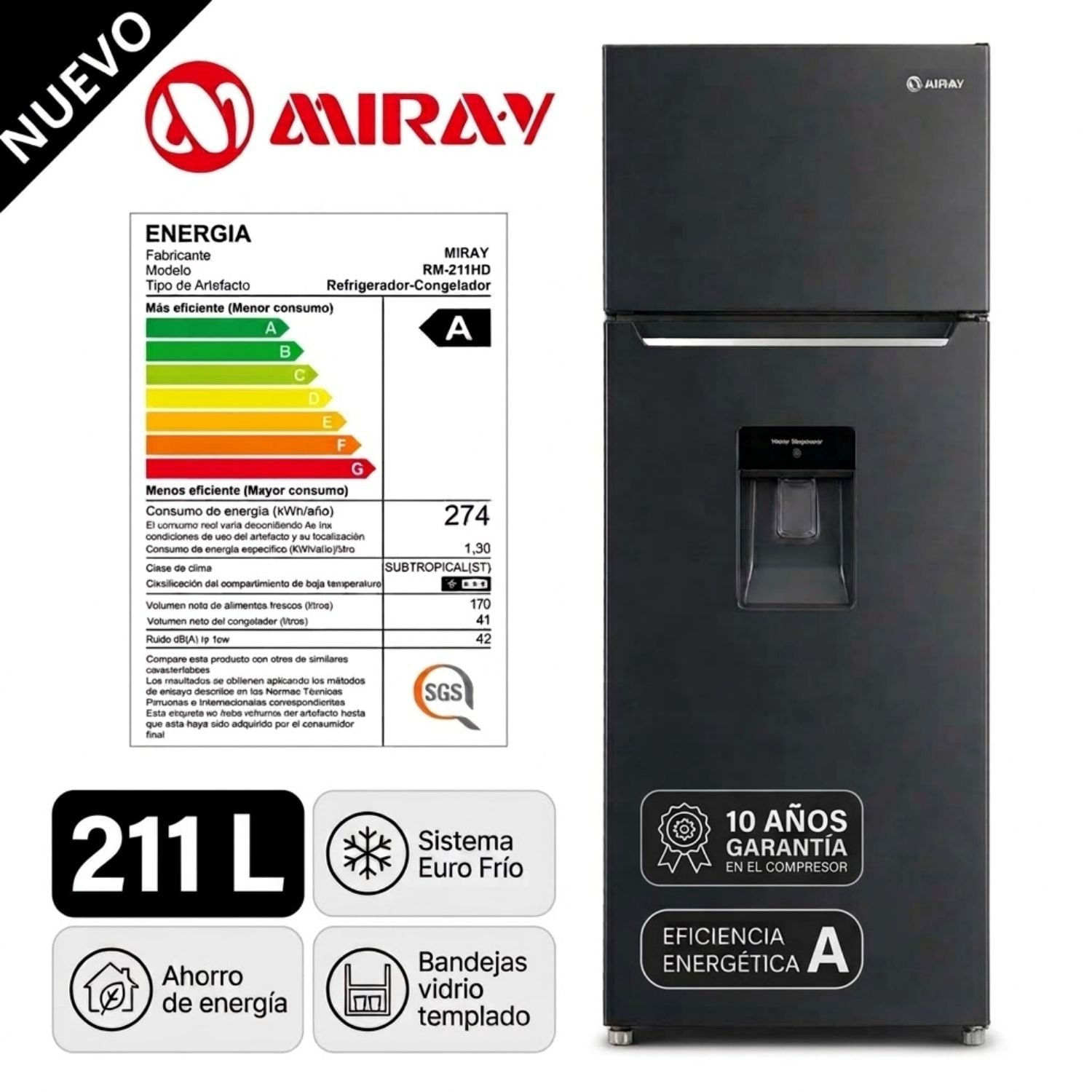 Refrigeradora RM-211HD Eurofrío 211 L
