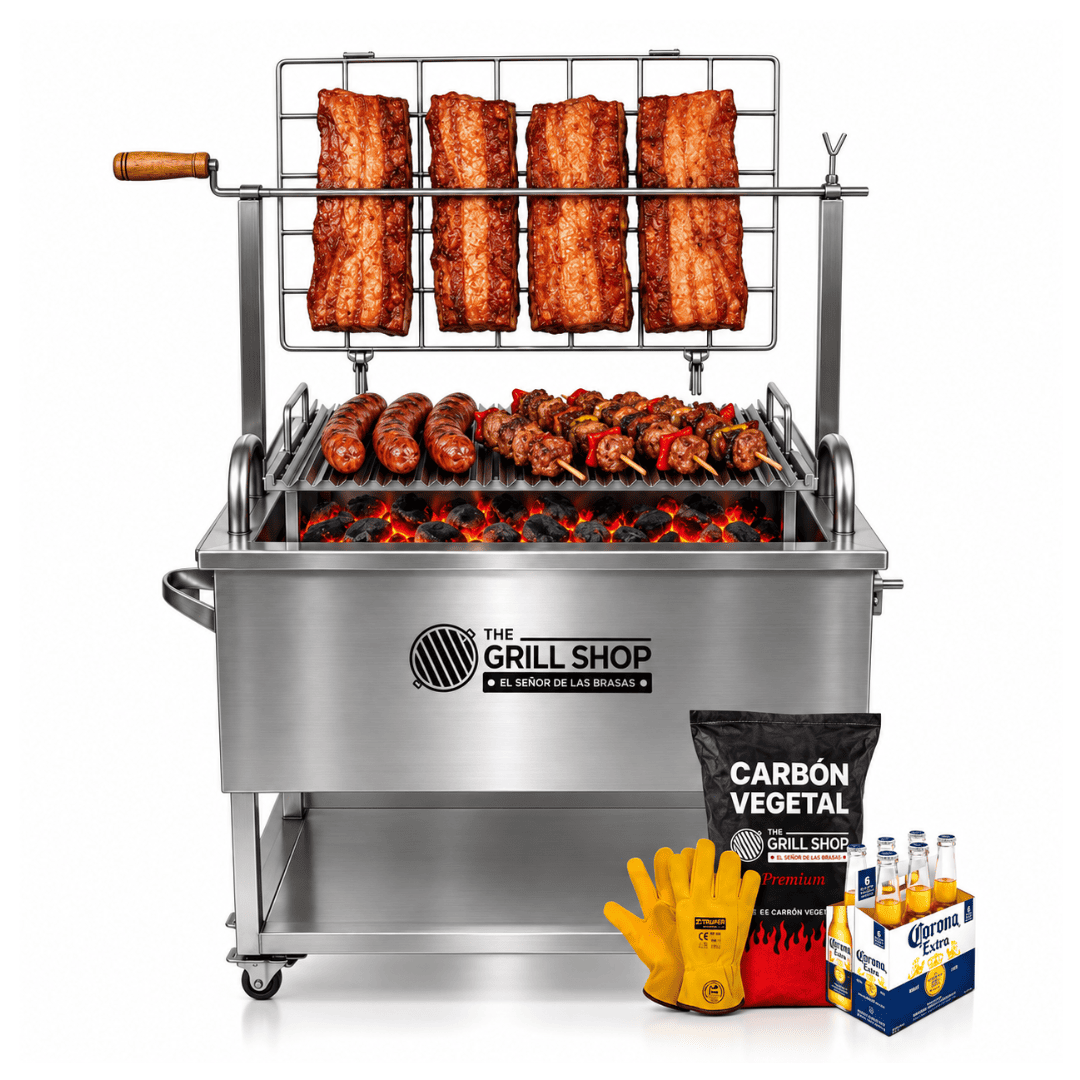Caja China Grande 3 en 1 Acero inoxidable Guantes Carbón Cerveza