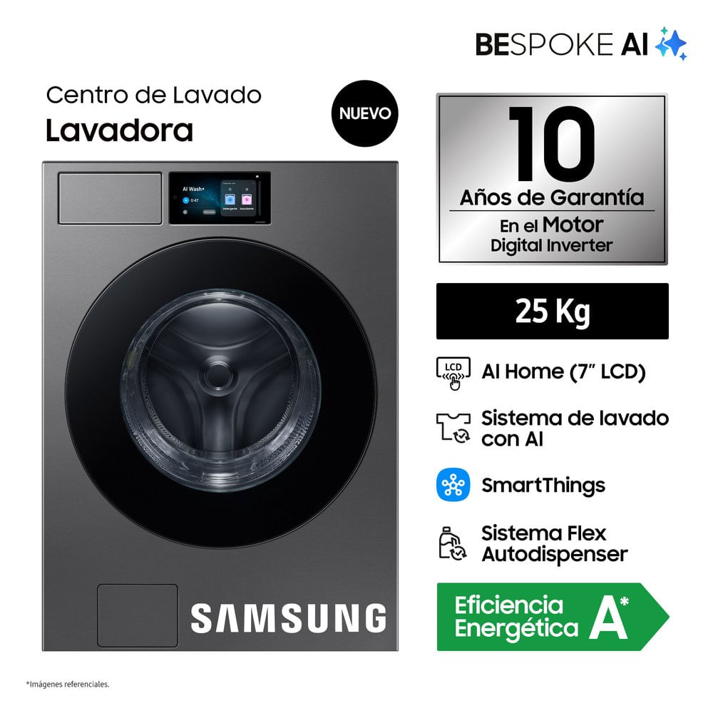 Lavadora Samsung 25Kg WF90F25ADSPE Acero Oscuro