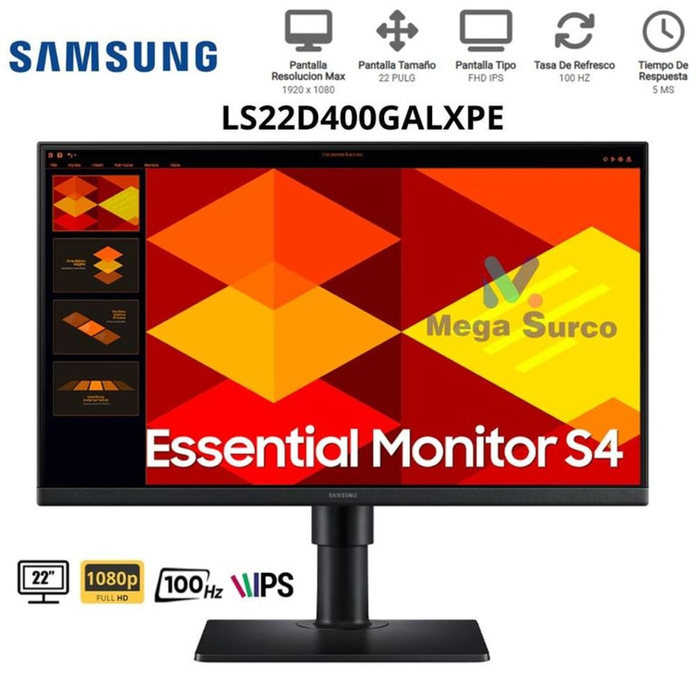 MONITOR SAMSUNG LS22D400GALXPE 22 ESSENTIAL S4 IPS FHD 100HZ/ 5MS PIVOTE