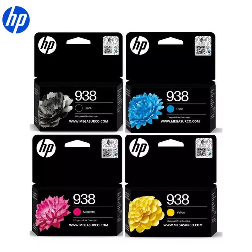 KIT 4 CARTUCHOS HP MULTICOLOR ORIGINALES 938 PARA 9110 9120 9130 9720 9730