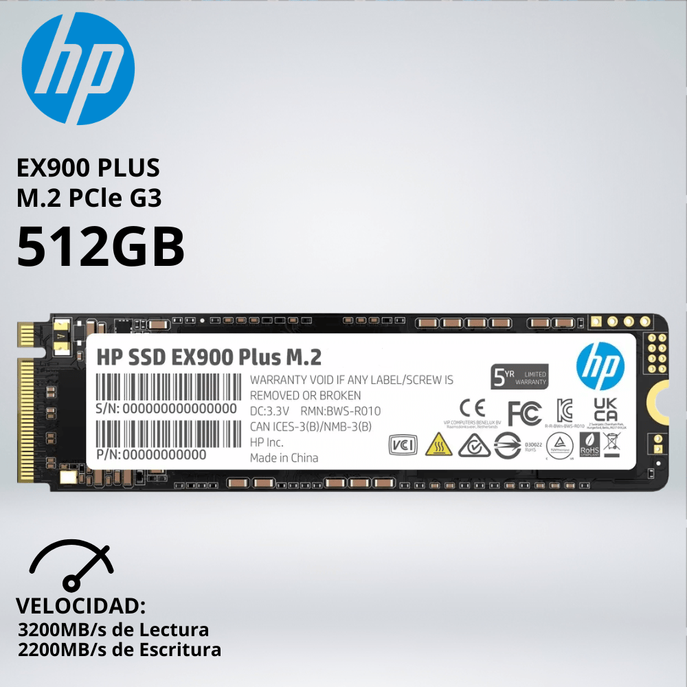 UNIDAD SSD HP EX900 PLUS G3 M.2 PCle 512GB - 042831