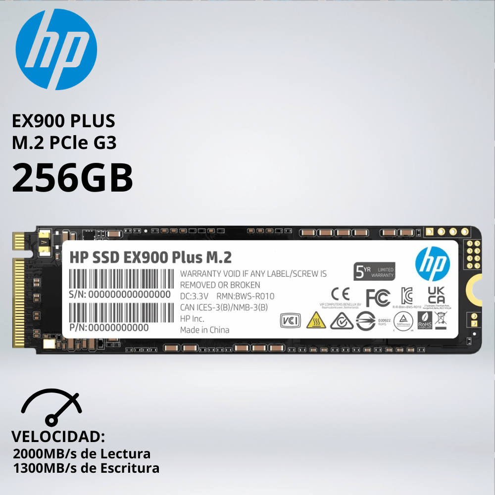 UNIDAD SSD HP EX900 PLUS G3 M.2 PCle 256GB - 042830