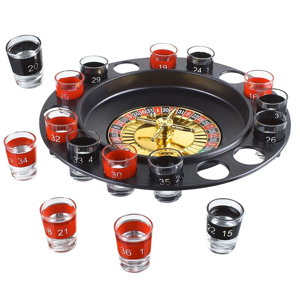 Juego de Mesa  Drinking Ruleta con 16 Vasos para Shots 30cm