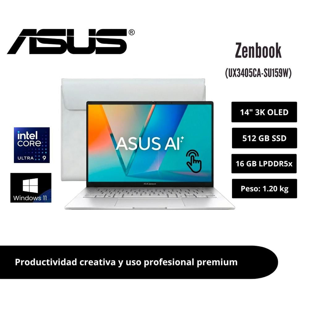 LAPTOP ASUS ZENBOOK 14 3K OLED TÁCTIL 120HZ CORE ULTRA 9 285H 16GB LPDDR5X 512GB SSD