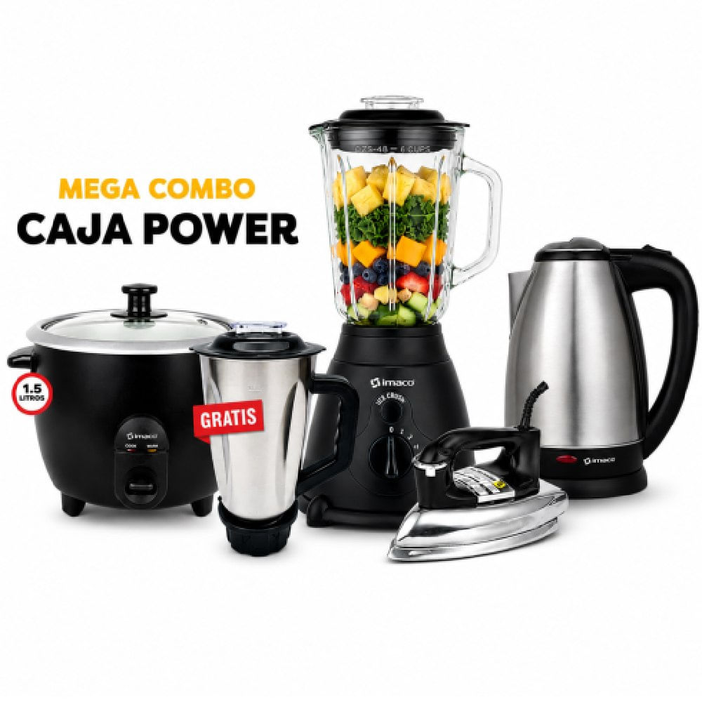 Licuadora 450W BLS509N  Plancha Pesada   Olla Imaco RC15N Hervidor  KE1801 Vaso coctelero CAJA POWER