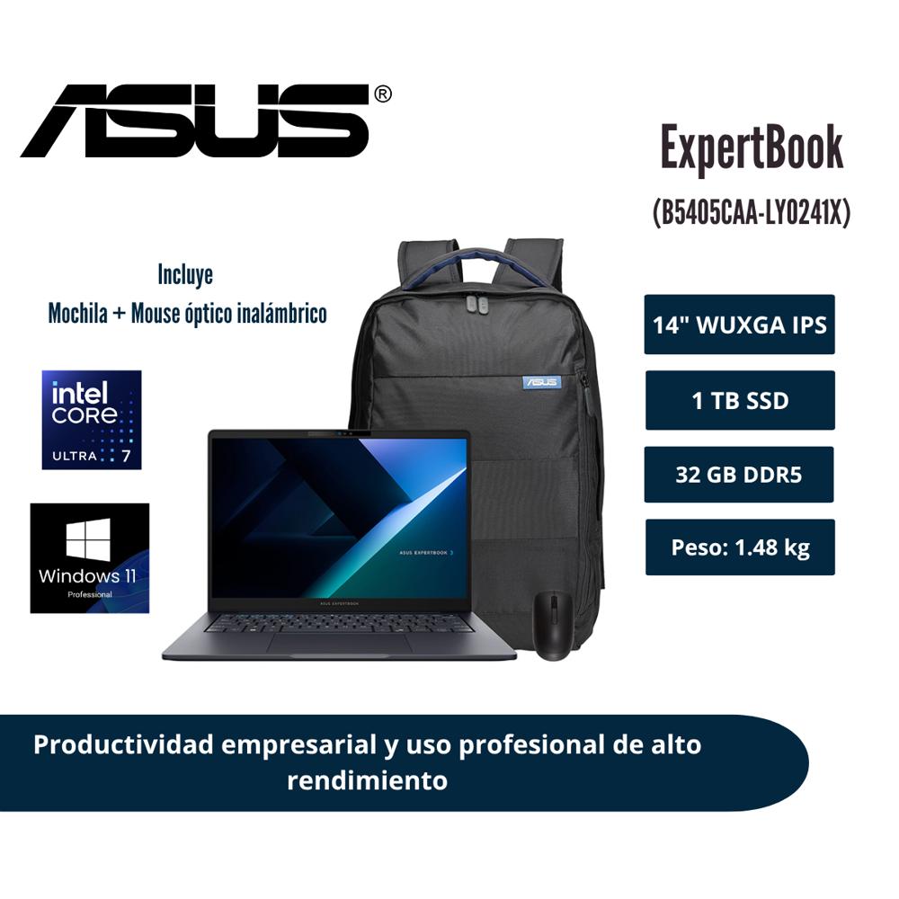 LAPTOP ASUS EXPERTBOOK B5 14 WUXGA IPS CORE ULTRA 7 355 32GB DDR5 1TB SSD
