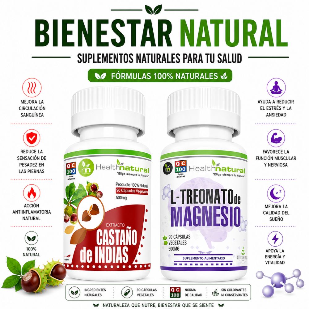 CASTAÑO INDIAS HEALTHNATURAL Y L TREONATO DE MAGNESIO HEALTHNATURAL