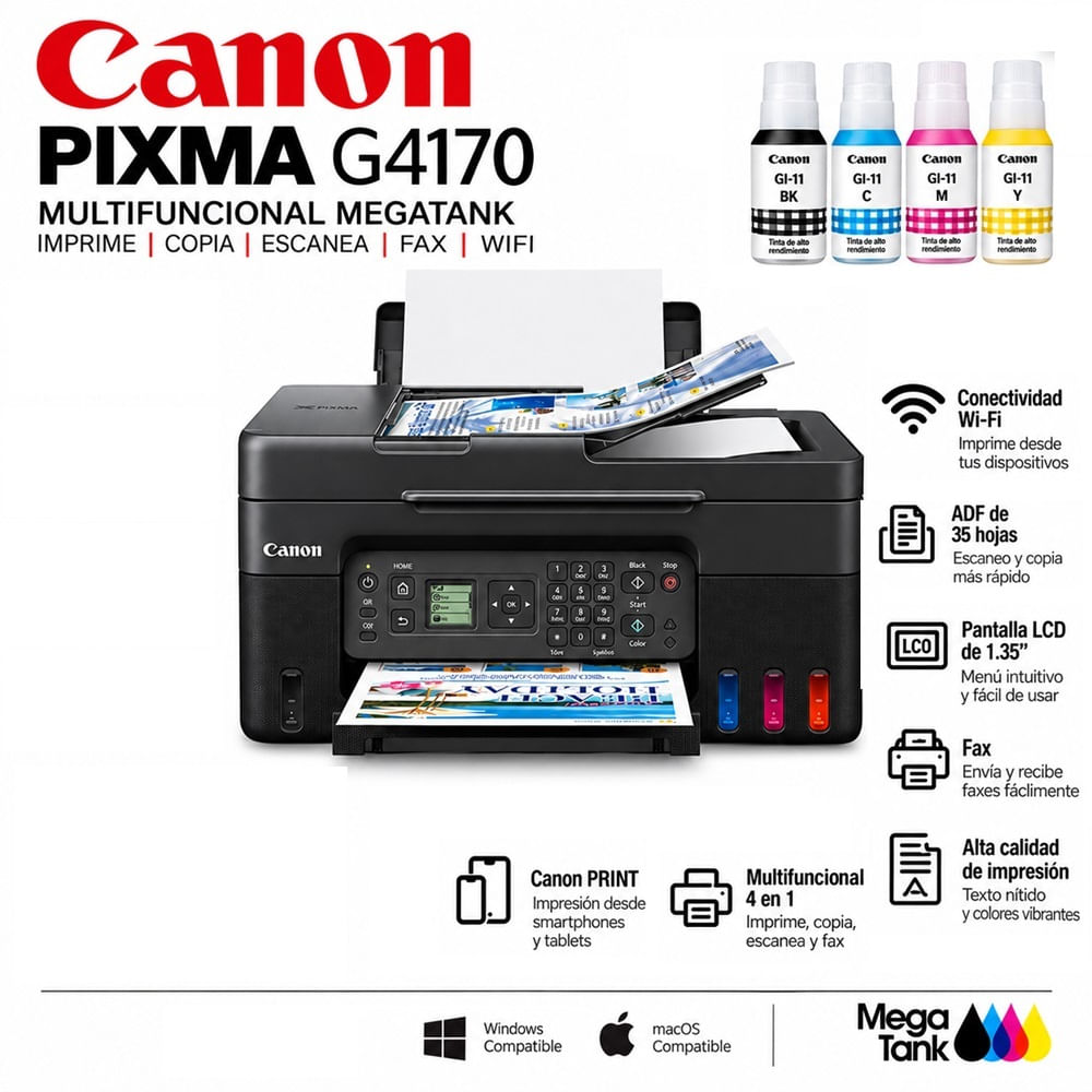 Impresora Canon Pixma G4170 Multifuncional Wifi ADF