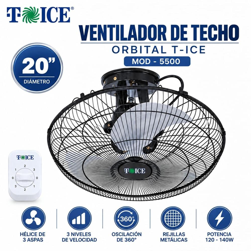 Ventilador de Techo T-ICE de 20 pulgadas 03 velocidades