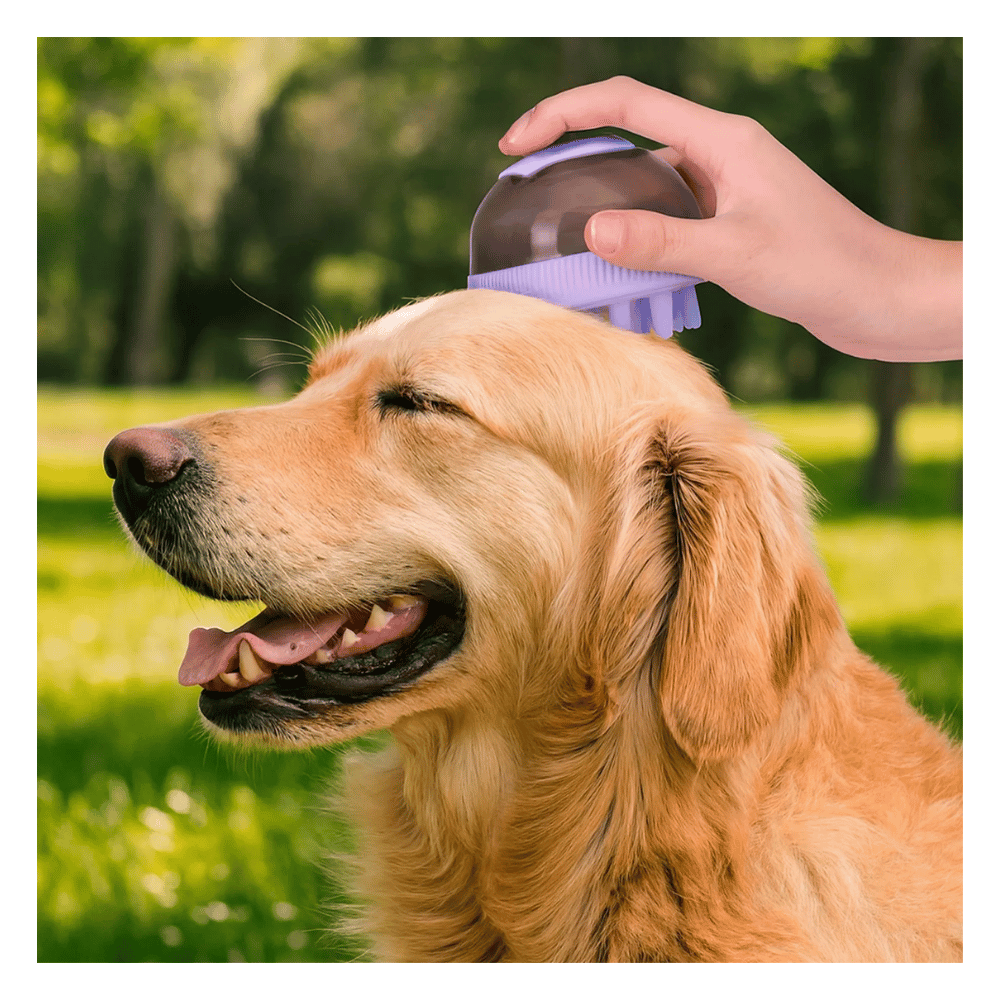 Dispensador de Shampoo Masajeador Para Perros y Gatos - Lila