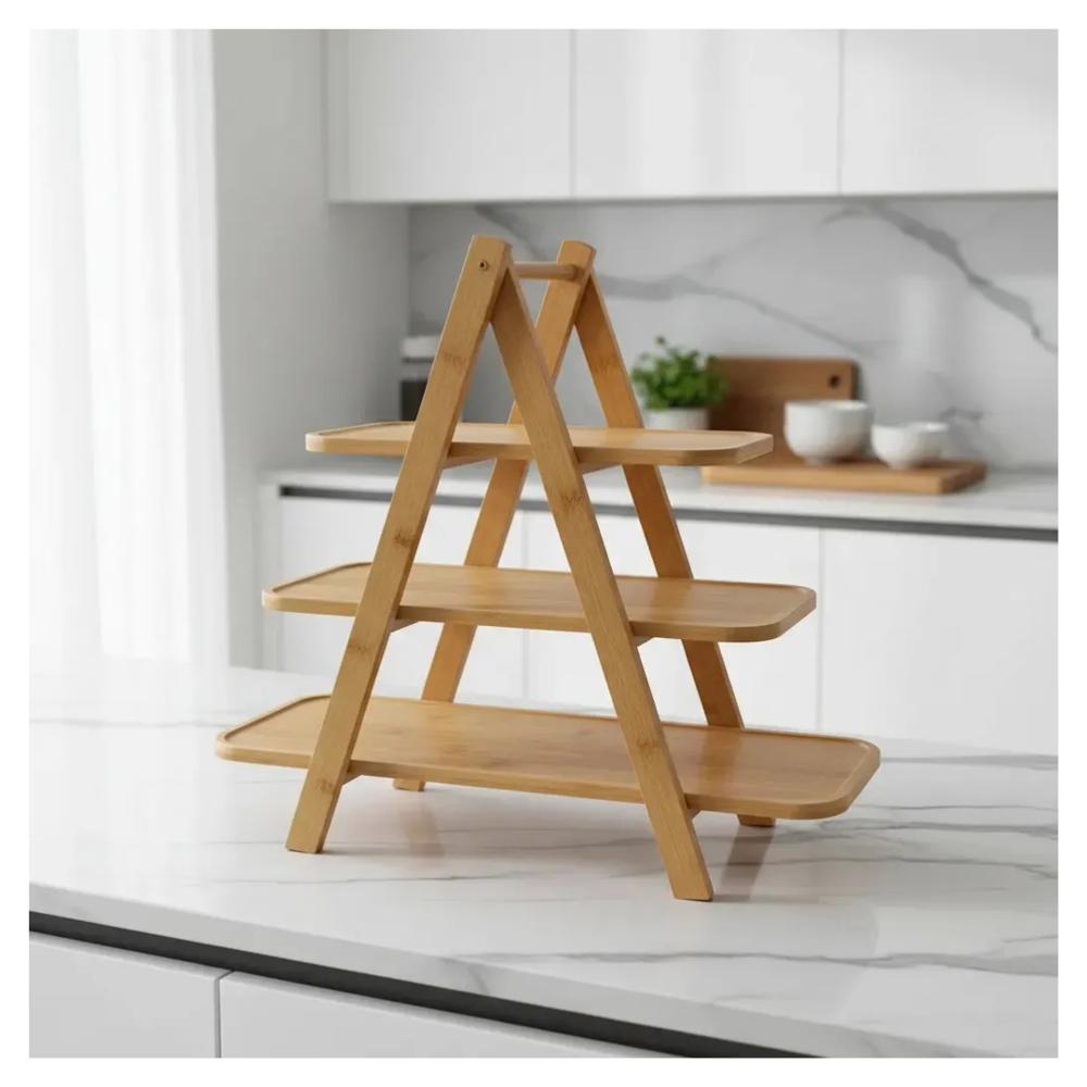 Organizador de 3 Niveles de Bambú para Cocina y Hogar