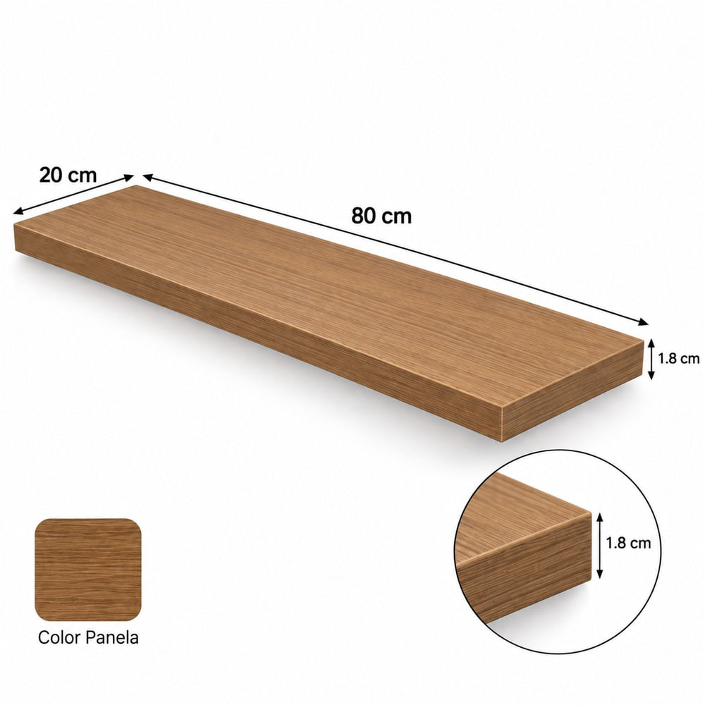 Repisa flotante de 80x20x1.8 cm Panela de melamine