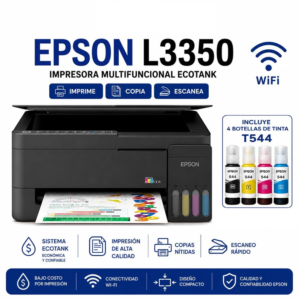Impresora Epson Multifuncional EcoTank L3350 Color Wi-Fi