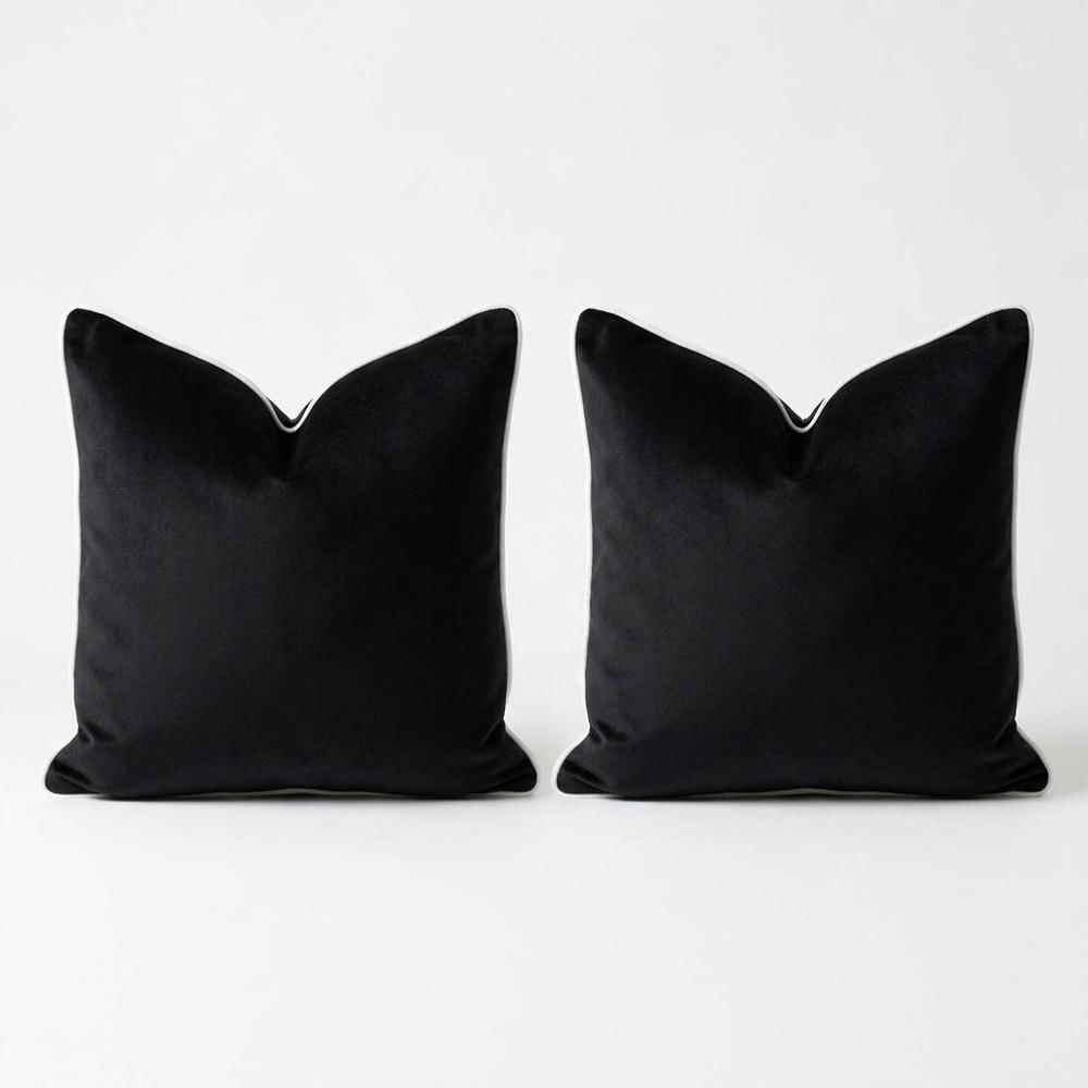 Set Dúo Negro Ónix  Ribete Ivory 40X40 cm