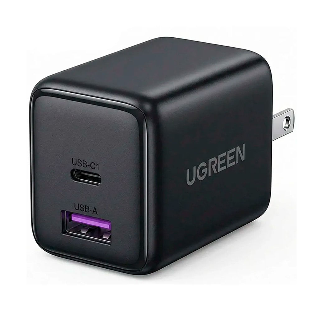 Cargador de Pared UGREEN 30W GaN USB-C y USB-A PD 3.0 QC 4.0 Carga Rápida Dual 65025