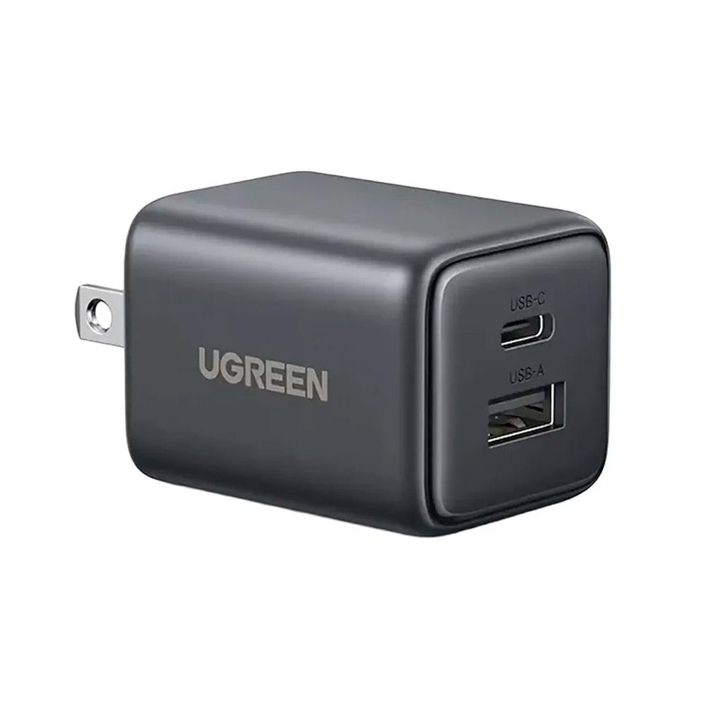 Cargador de Pared UGREEN 20W GaN Dual USB-C y USB-A PD QC 3.0 Clavija Plegable 55533