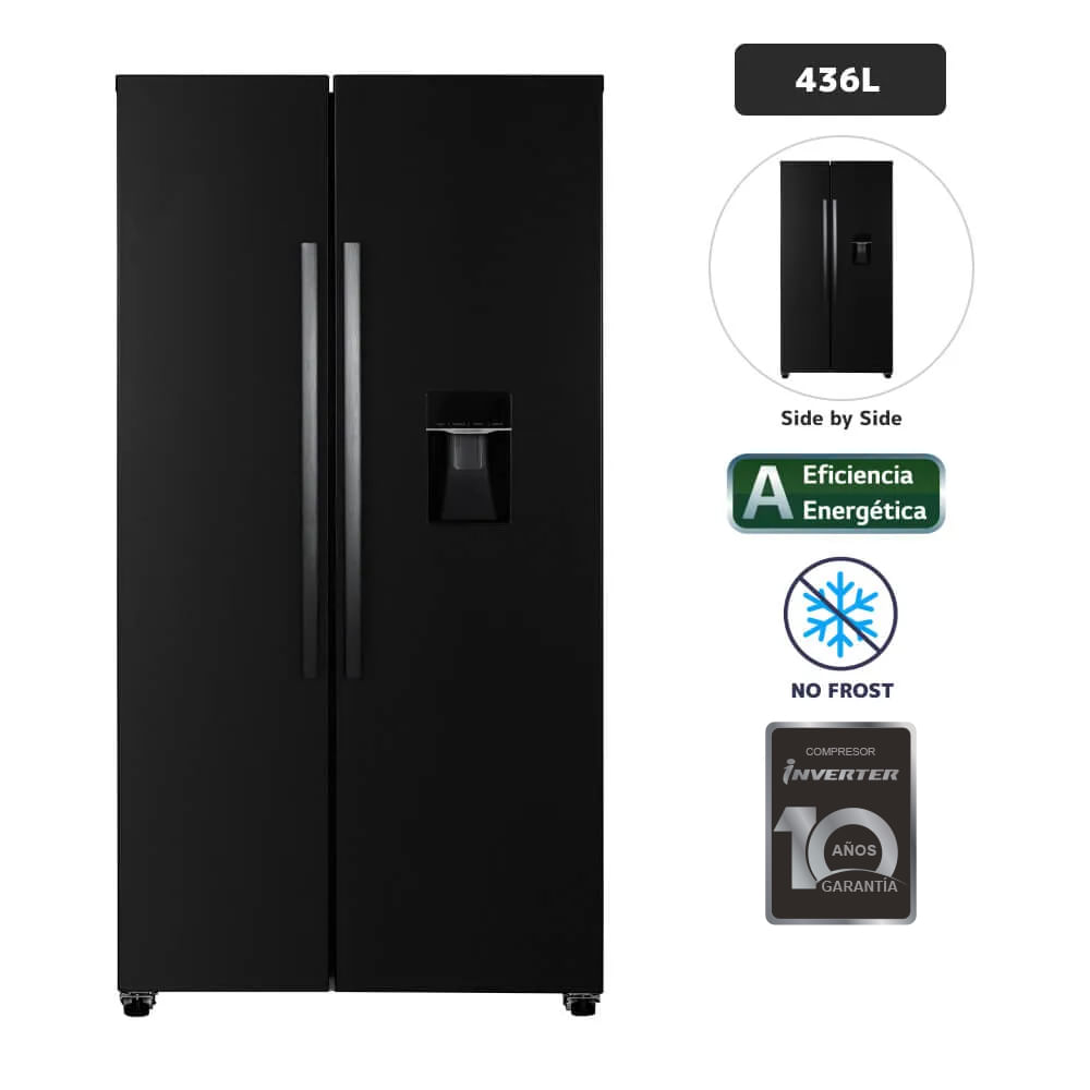 Refrigeradora BLACKLINE 436L No Frost SBS442L Black Inox