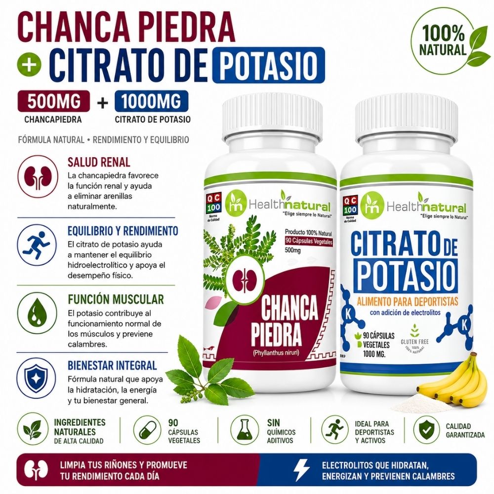 CHANCA PIEDRA HEALTHNATURAL Y CITRATO DE POTASIO HEALTHNATURAL 1000MG