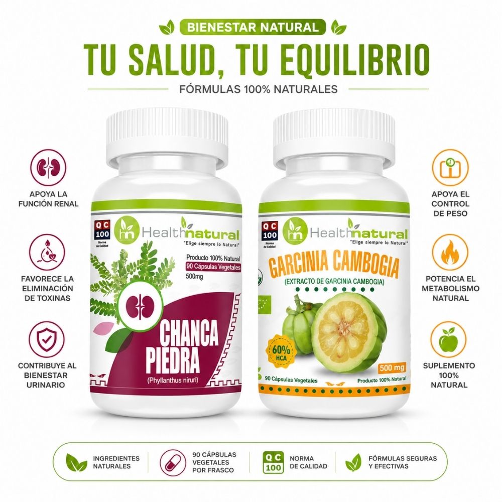 CHANCA PIEDRA HEALTHNATURAL Y GARCINIA CAMBOGIA HEALTHNATURAL 500MG