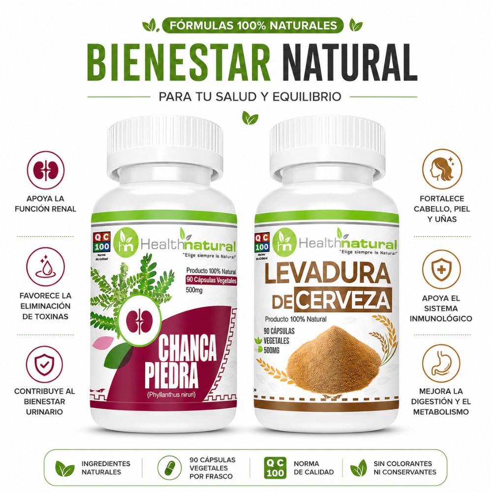 CHANCA PIEDRA HEALTHNATURAL Y LEVADURA DE CERVEZA 