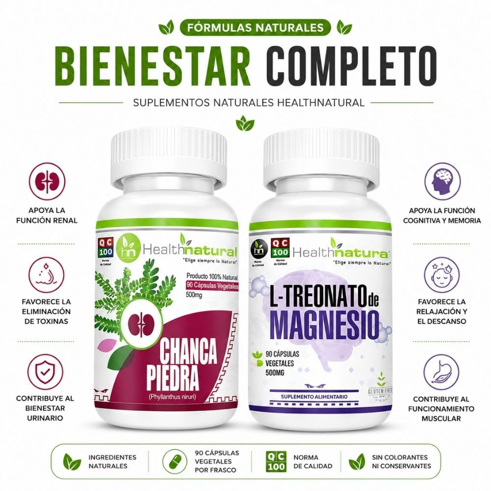 CHANCA PIEDRA HEALTHNATURAL Y L TREONATO DE MAGNESIO HEALTHNATURAL