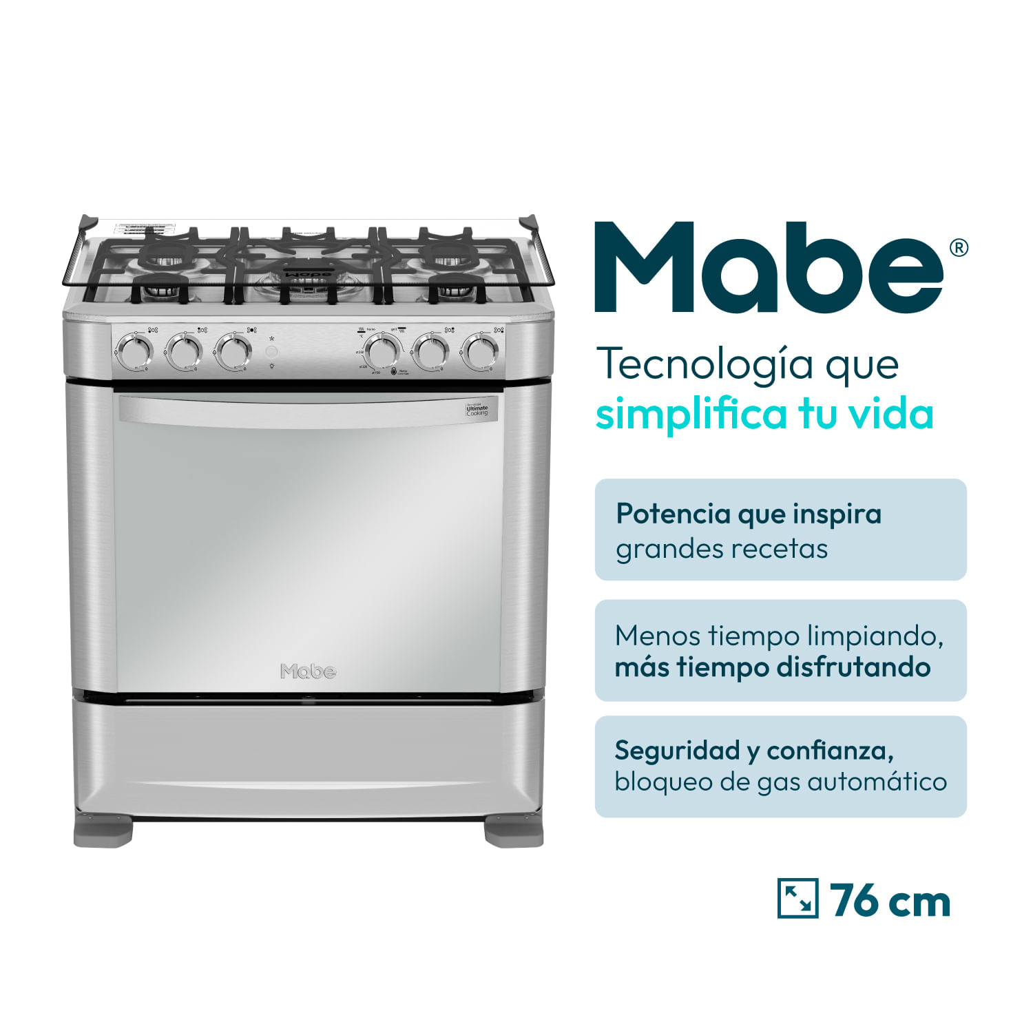 Cocina de piso 76cm Inox Mabe CMP7640FX0