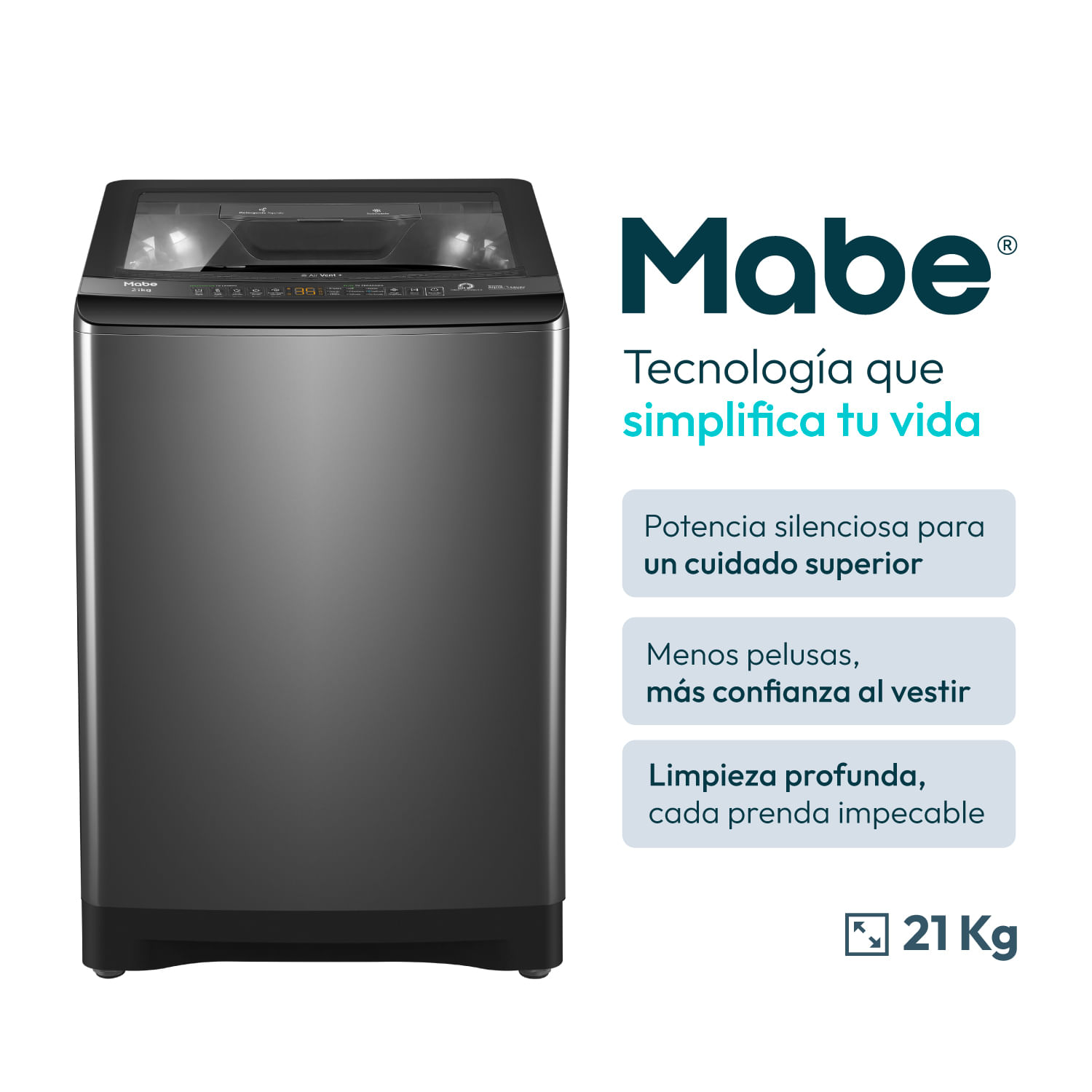 Lavadora Automática Mabe 21 kg LMA1220WDGBB0 Diamond Gray