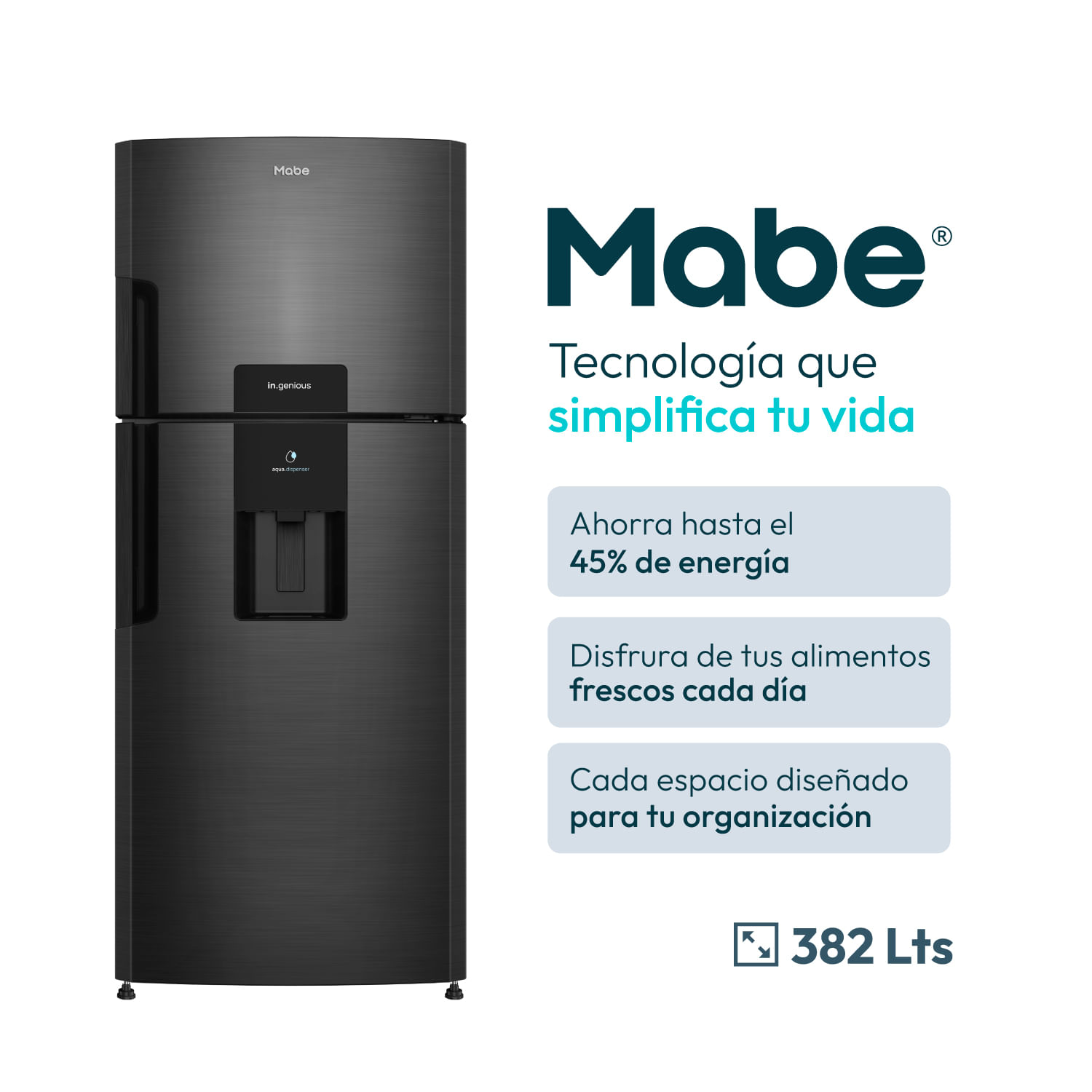 Refrigeradora No Frost 382L Black Steel RMP415ZPC Mabe