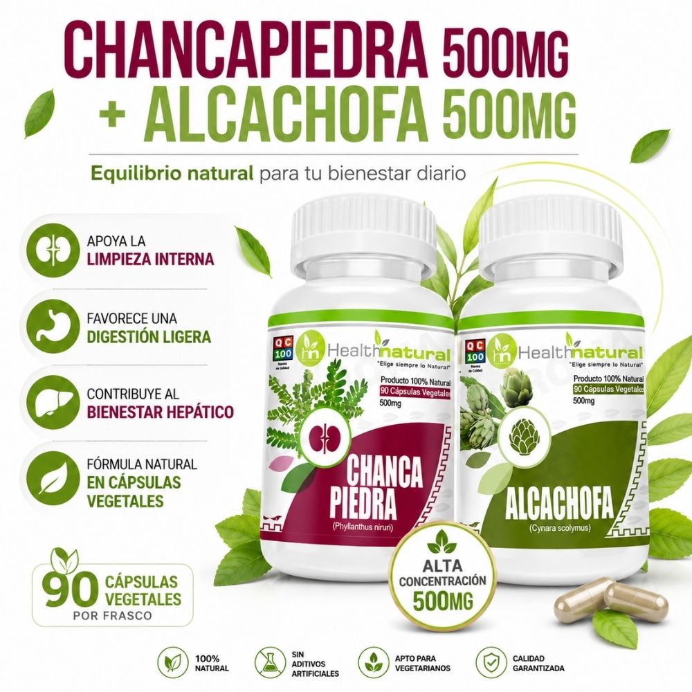CHANCA PIEDRA HEALTHNATURAL 500MG Y ALCACHOFA HEALTHNATURAL 500MG