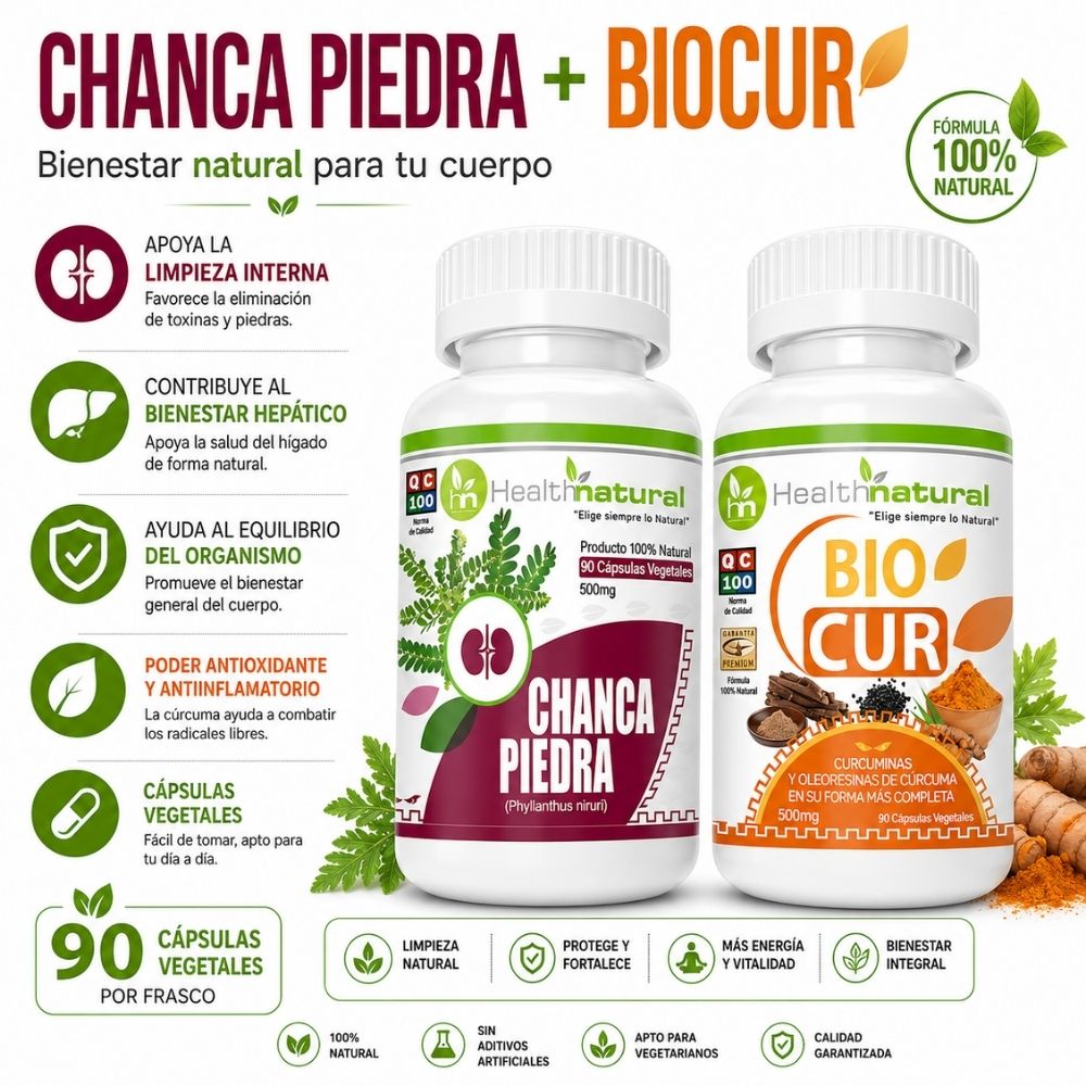 CHANCA PIEDRA HEALTHNATURAL 500MG Y BIOCUR HEALTHNATURAL 500MG