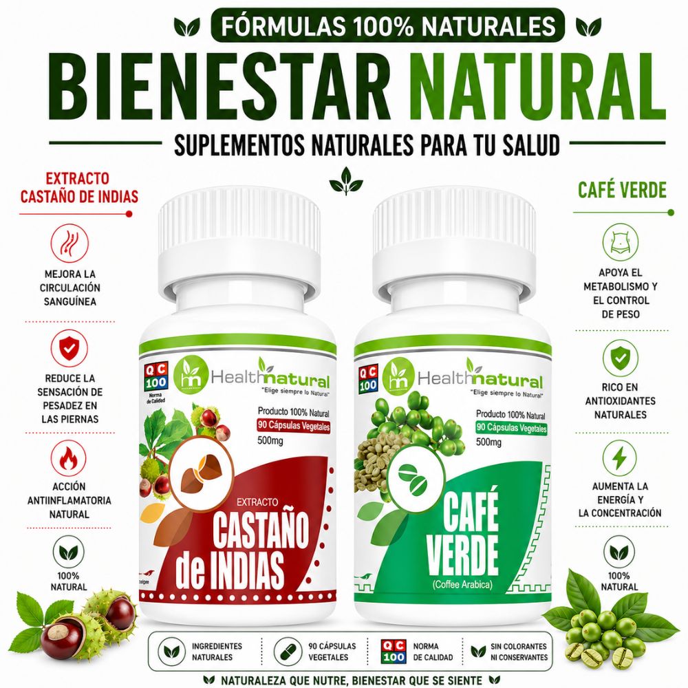 CHANCA PIEDRA HEALTHNATURAL 500MG Y CAFÉ VERDE HEALTHNATURAL 500MG