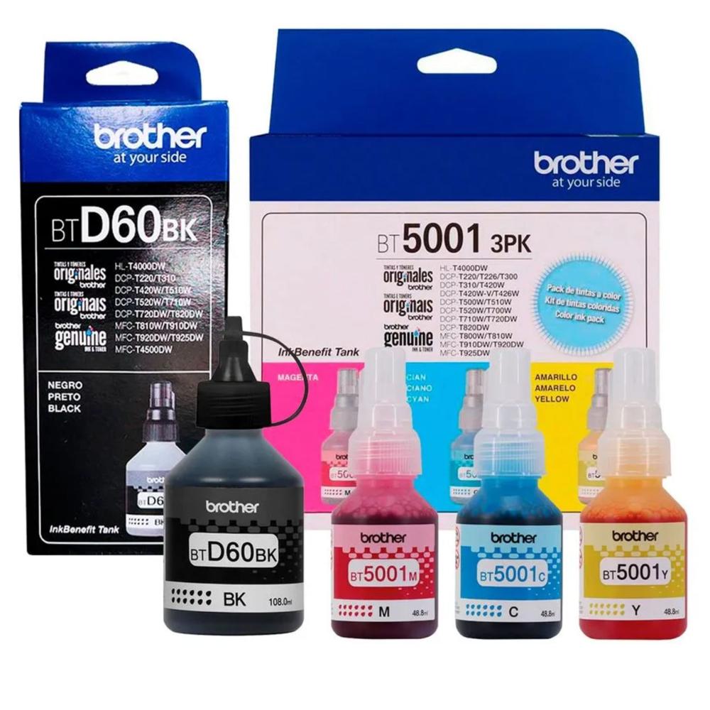 Pack Tinta Brother BT5001 3PK TANK, BTD60BK  4 colores