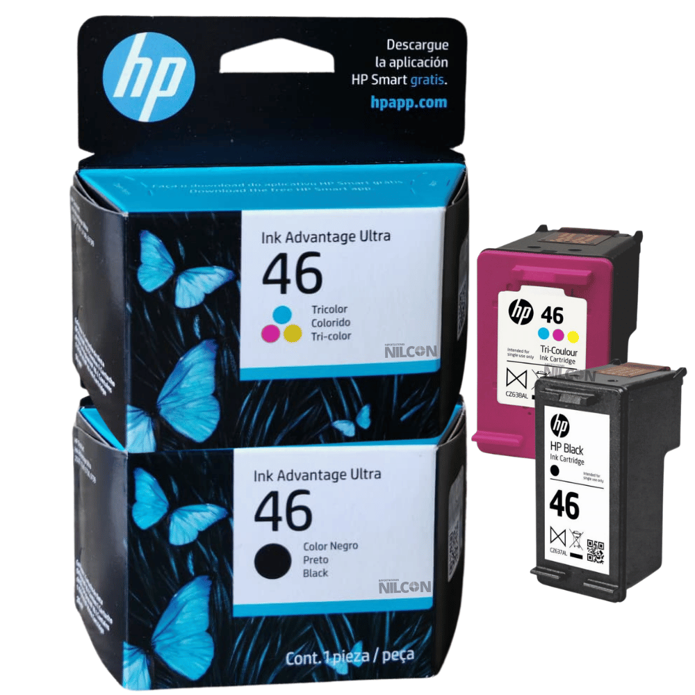 Tintas HP 46 Original Tricolor y Negro CZ638AL - CZ637AL - Para DeskJet Ink Advantage Ultra 2529