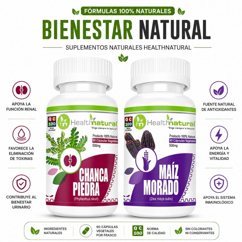 CHANCA PIEDRA HEALTHNATURAL 500MG Y MAIZ MORADO HEALTHNATURAL 500MG