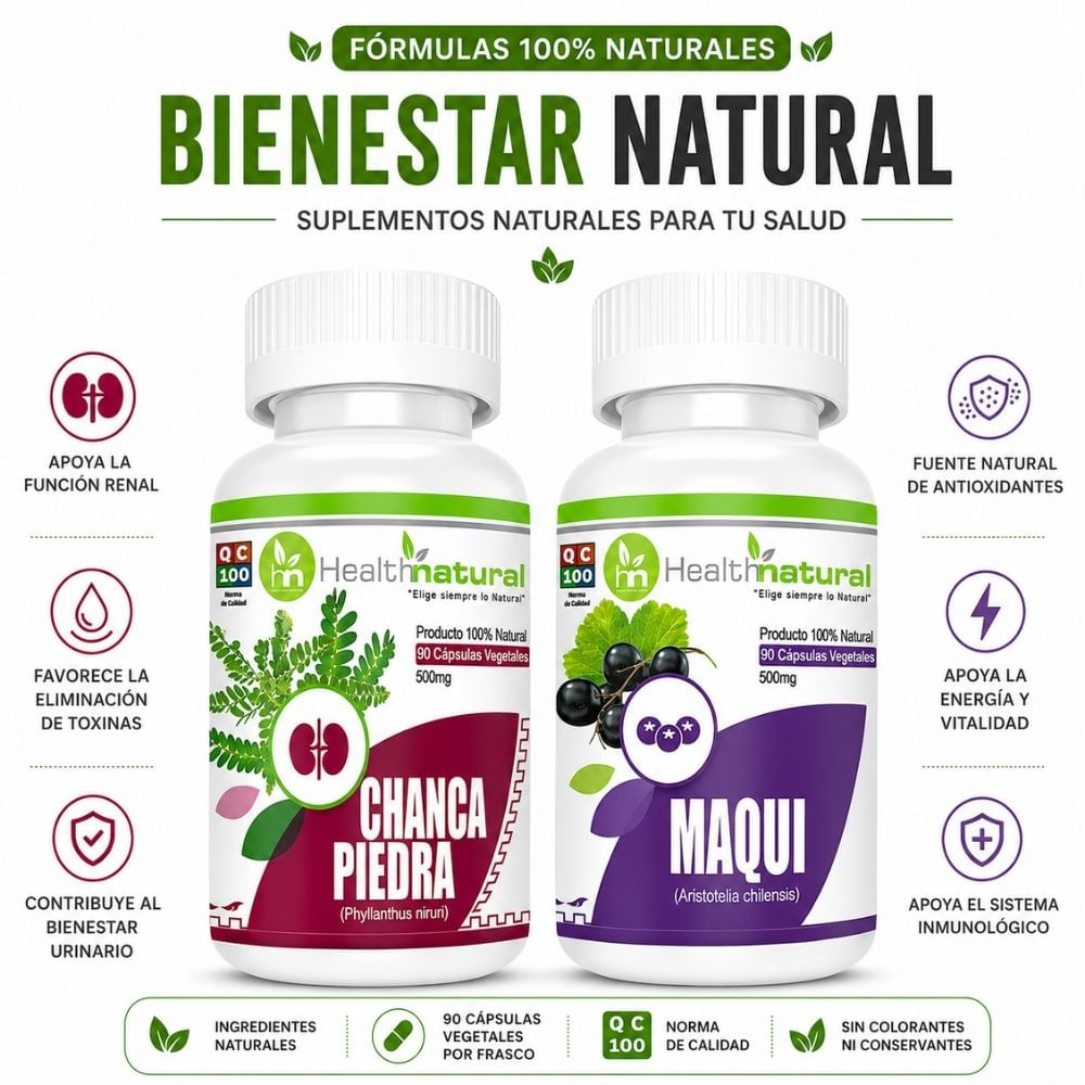 CHANCA PIEDRA HEALTHNATURAL 500MG Y MAQUI HEALTHNATURAL 500MG