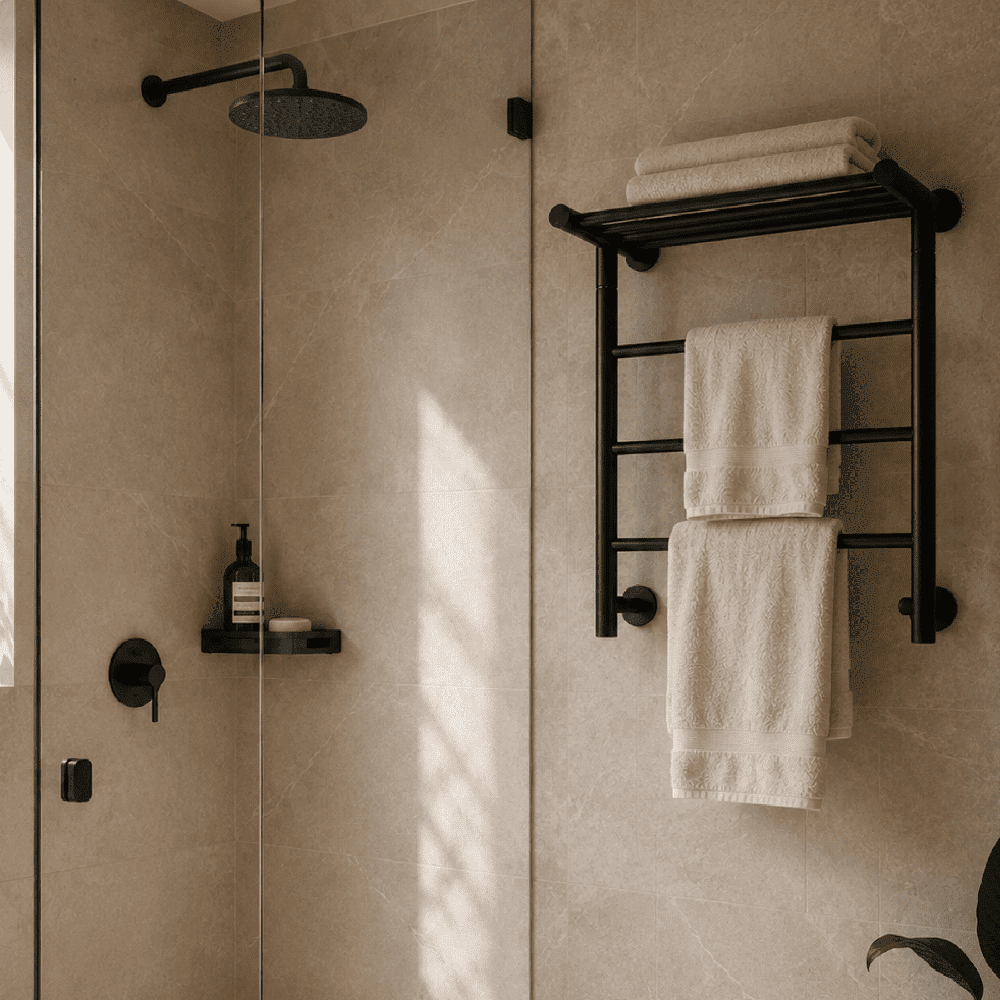 Toallero Eléctrico Calentador de Toallas Wohn-Stil - Set con Accesorios de Baño