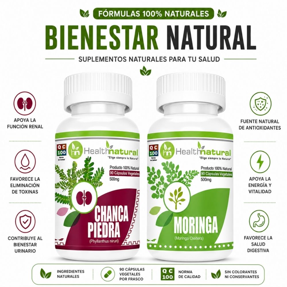 CHANCA PIEDRA HEALTHNATURAL 500MG Y MORINGA HEALTHNATURAL 500MG