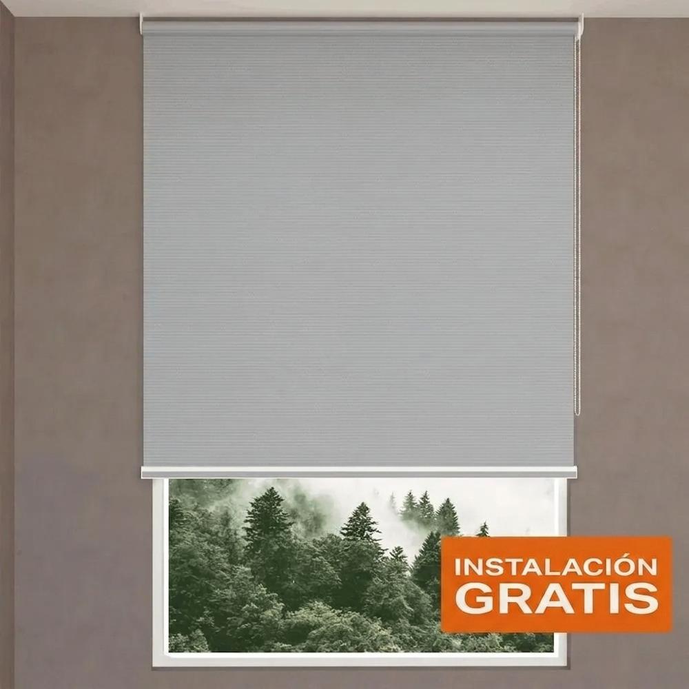 Cortina Roller Blackout Fiber Gris 90 x  110 cm - Incluye instalación