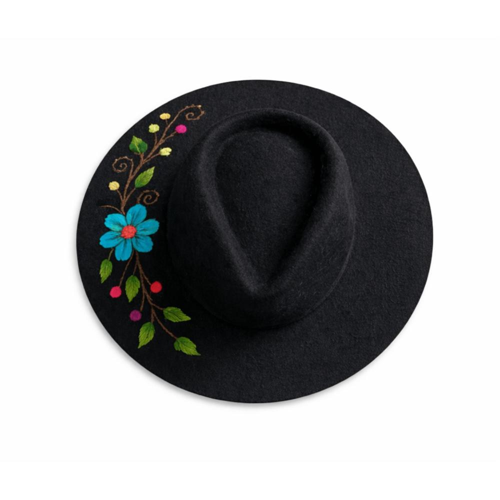 SOMBRERO CHUKU BORDADO ECOALPACA ACCESORIO CON FIELTRO BABY ALPACA