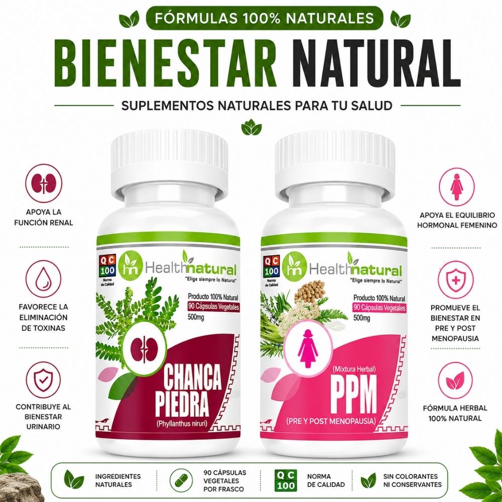 CHANCA PIEDRA HEALTHNATURAL 500MG Y PPM PRE Y POST MENOPAUSIA HEALTHNATURAL 500MG