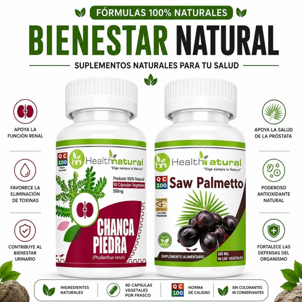 CHANCA PIEDRA HEALTHNATURAL 500MG Y SAW PALMETTO HEALTHNATURAL 500MG