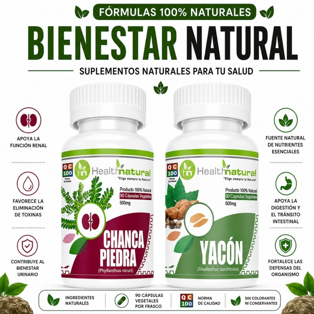 CHANCA PIEDRA HEALTHNATURAL 500MG Y YACÓN HEALTHNATURAL 500MG