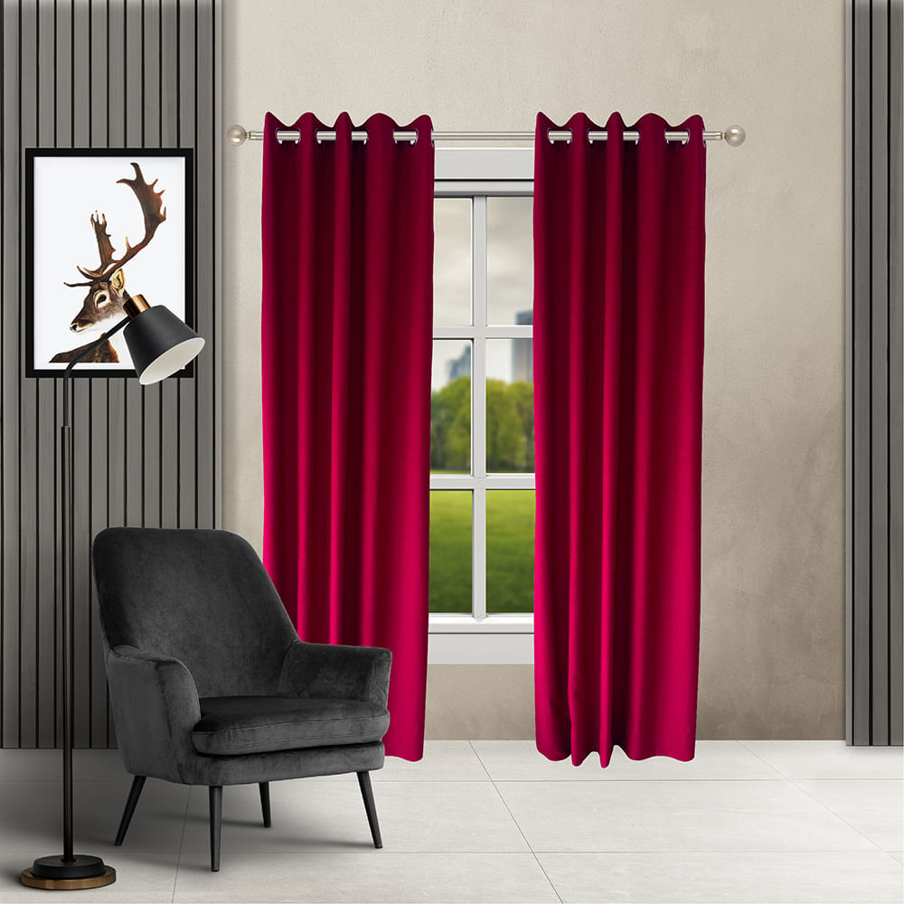 Pack x 2 Cortinas de Lino 1.40 x 2.30 m Rojo Orange