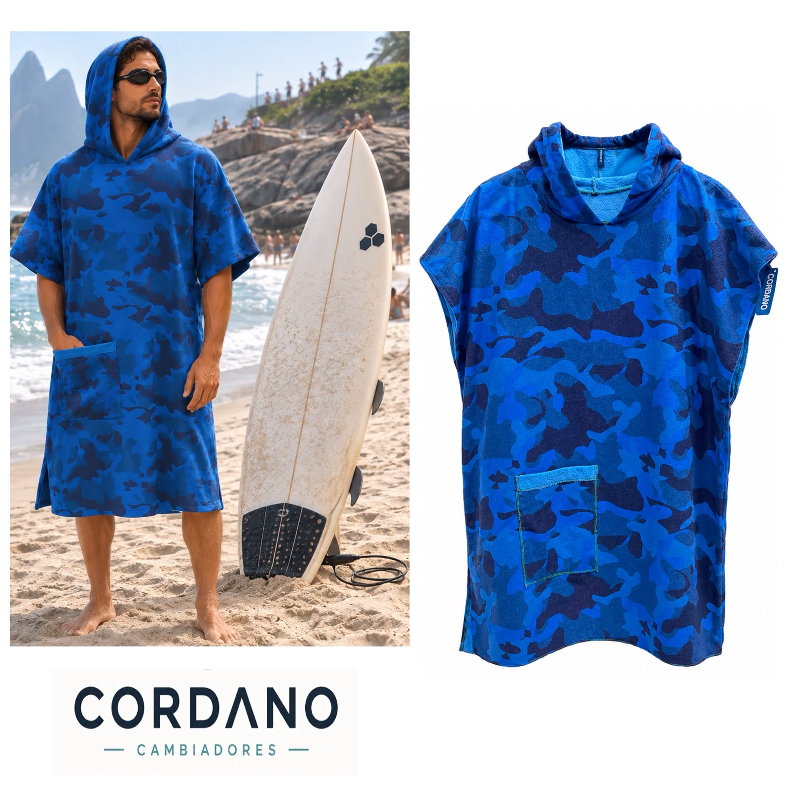 Toalla Cordano Poncho Adulto CamufladoTurquesa Talla L Unisex