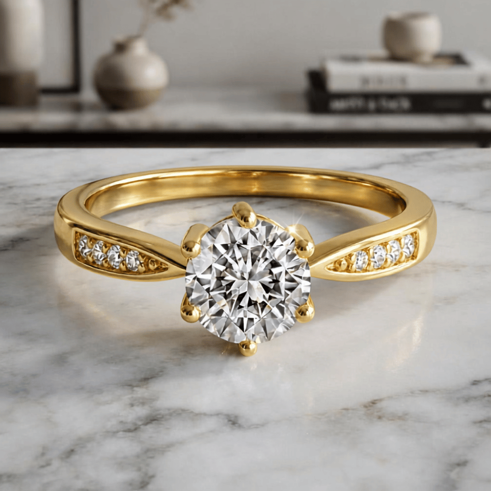 Anillo de Compromiso de Plata bañado en Oro 18k Mod 363 Talla 8