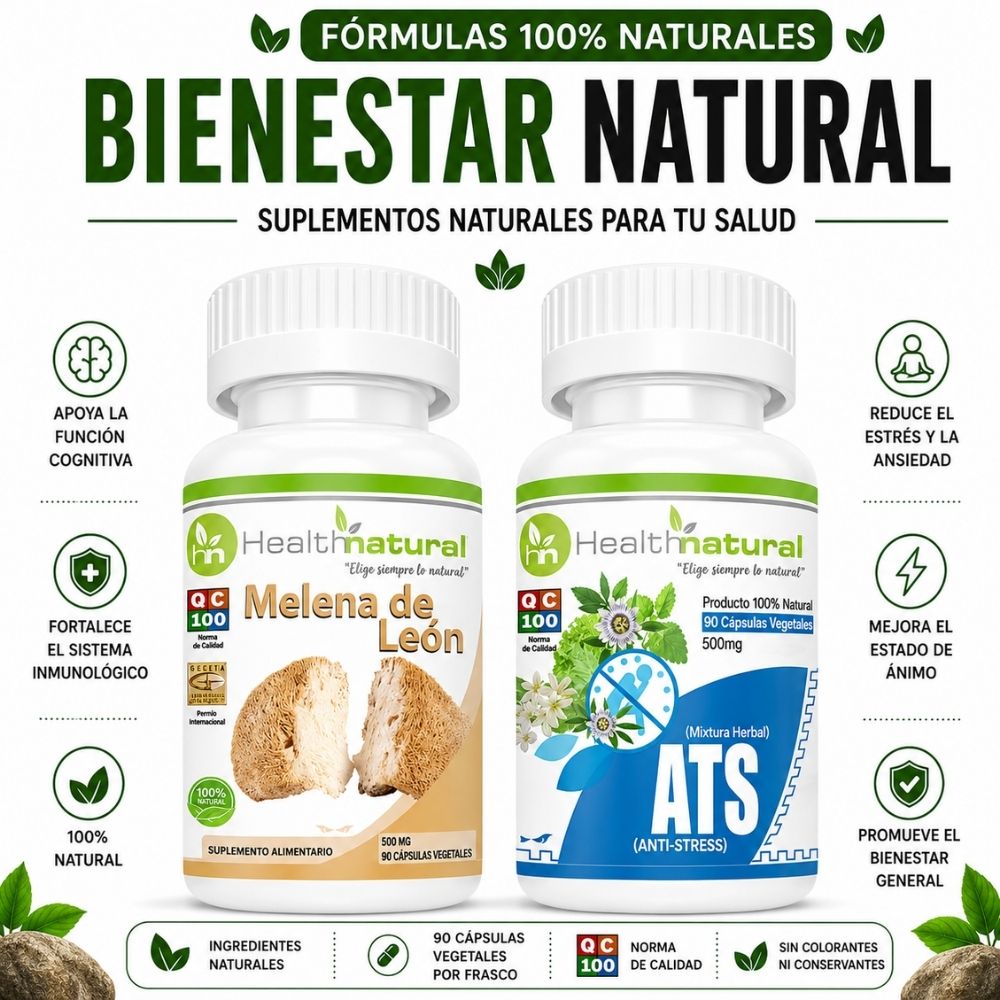 MELENA DE LEÓN HEALTHNATURAL Y ATS ANTI STRES HEALTHNATURAL 500MG